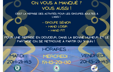 Reprise des Adultes : du Hand oui mais sans contact