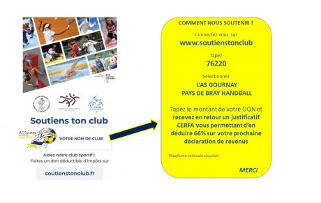 Préparation de la saison 2021-2022.  Votre DON : un investissement citoyen !!!