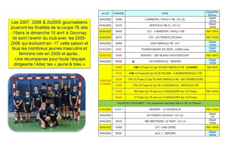 Informations et prochaines rencontres pour avril