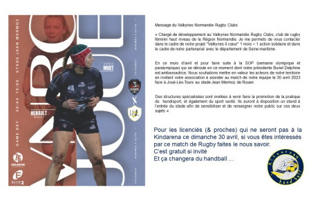 Rugby féminin à Mermoz le 30 avril à 15h00