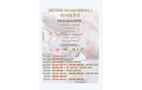 STAGES DE REPRISE pour les jeunes