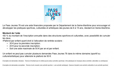 Des changements dans les aides financières pour les jeunes licenciés : Pass Jeunes 76