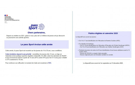 Des changements dans les aides financières pour les jeunes licenciés : Pass'Sport